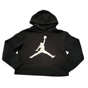 JORDAN BOYS BLACK PULLOVER HOODIE SIZE MEDIUM WHITE JORDAN LOGO